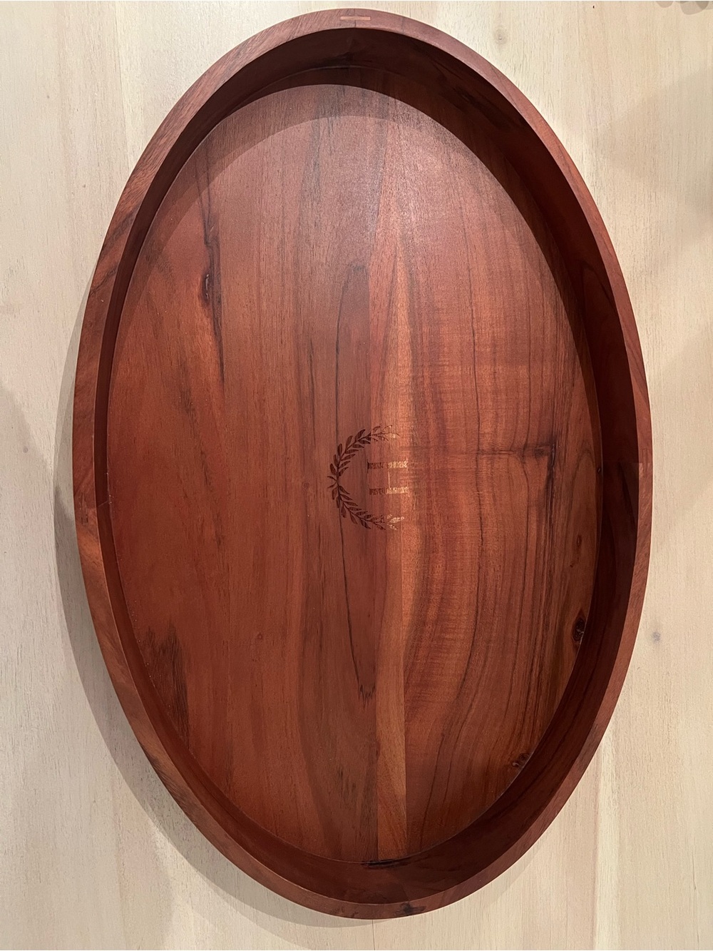 Mark & Graham Oval Wooden Serving Tray in Rich Brown (Initial H)